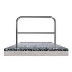 Schake Edelstahlbügel Ø48 mm + Querholm Länge: 1200 mm, Höhe: 800 mm + Bodenplatte zum Aufdübeln