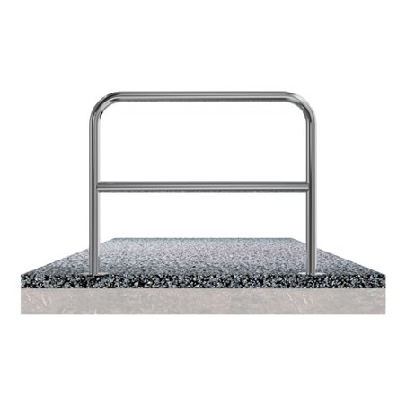 Schake Edelstahlbügel Ø48 mm + Querholm Länge: 1200 mm, Höhe: 800 mm + Bodenplatte zum Aufdübeln