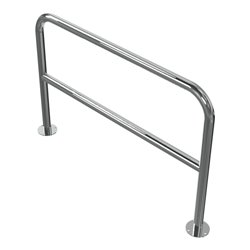 Schake Edelstahlbügel Ø48 mm + Querholm Länge: 1200 mm, Höhe: 800 mm + Bodenplatte zum Aufdübeln