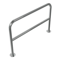 Schake Edelstahlbügel Ø48 mm + Querholm Länge: 1200 mm, Höhe: 800 mm + Bodenplatte zum Aufdübeln