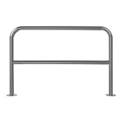 Schake Edelstahlbügel Ø48 mm + Querholm Länge: 1200 mm, Höhe: 800 mm + Bodenplatte zum Aufdübeln