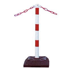 Schake Kettenständer Pfosten aus Stahl Ø 60mm, Länge: 900mm feuerverzinkt, mit 2 Ösen inkl. Recycling - Fußplatte 400x400mm