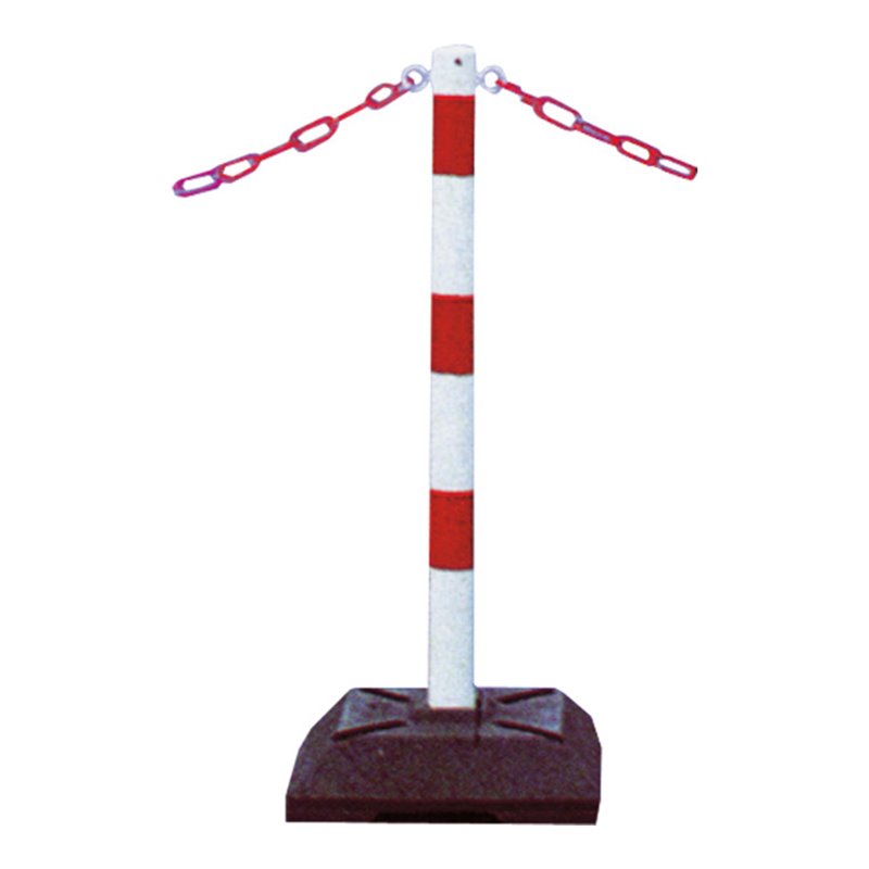 Schake Kettenständer Pfosten aus Stahl Ø 60mm, Länge: 900mm feuerverzinkt, mit 2 Ösen inkl. Recycling - Fußplatte 400x400mm