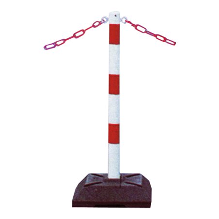 Schake Kettenständer Pfosten aus Stahl Ø 60mm, Länge: 900mm feuerverzinkt, mit 2 Ösen inkl. Recycling - Fußplatte 400x400mm