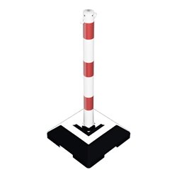 Schake Kettenständer Pfosten aus Stahl Ø 60mm, Länge: 900mm feuerverzinkt, mit 2 Ösen inkl. Recycling - Fußplatte 400x400mm