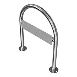 Schake Rundbügel für Parkplatzbeschilderung, Edelstahlrohr Ø48mm + genieteten Schildblech für Kennzeichenhalter (inkl.), Höhe Üb