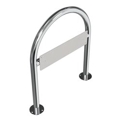 Schake Rundbügel für Parkplatzbeschilderung, Edelstahlrohr Ø48mm + genieteten Schildblech für Kennzeichenhalter (inkl.), Höhe Üb