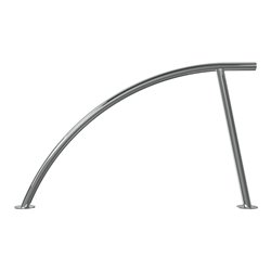 Schake Anlehnbügel aus Edelstahl V2A zum Aufdübeln Ø48mm, Gesamtbreite: ca 1400mm Höhe Überflur: ca. 850mm geschliffen