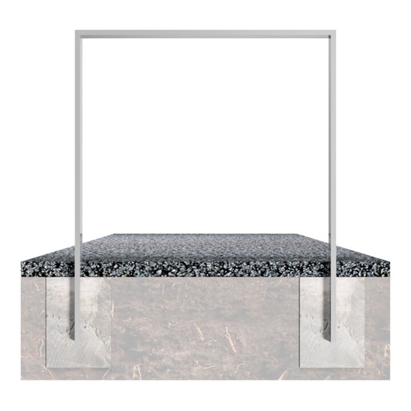 Schake Anlehnbügel aus Vierkantrohr 80x20mm, Breite: 750mm Gesamthöhe:1200 mm ohne Querholm, beschichtet