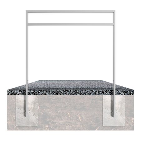 Schake Anlehnbügel aus Vierkantrohr 80x20mm, Breite: 750mm Gesamthöhe: 1200 mm + Querholm (kleiner Abstand) feuerverzinkt