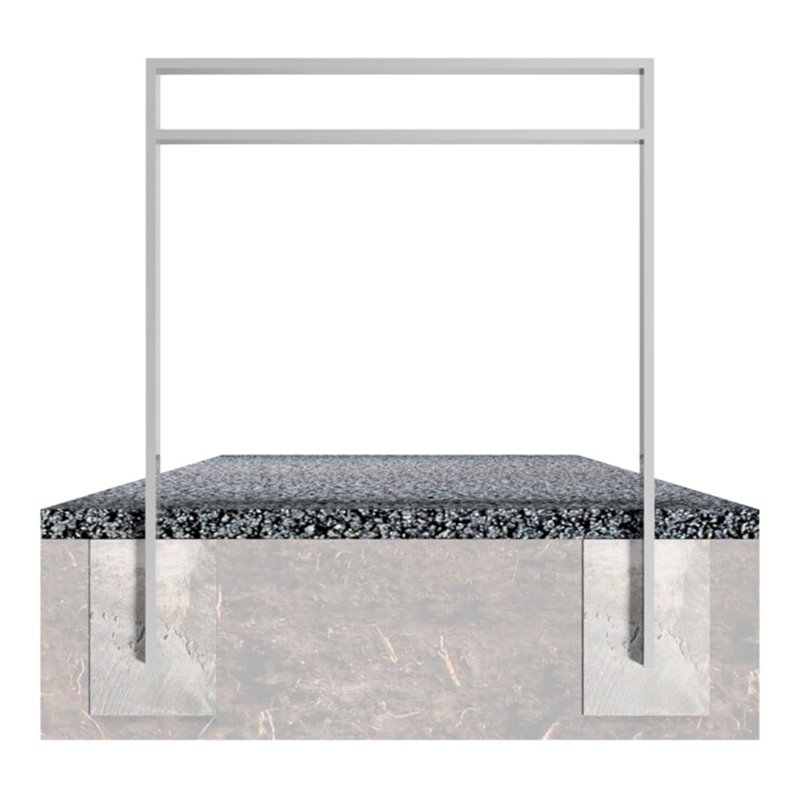 Schake Anlehnbügel aus Vierkantrohr 80x20mm, Breite: 450mm Gesamthöhe:1200 mm + Querholm (kleiner Abstand), beschichtet