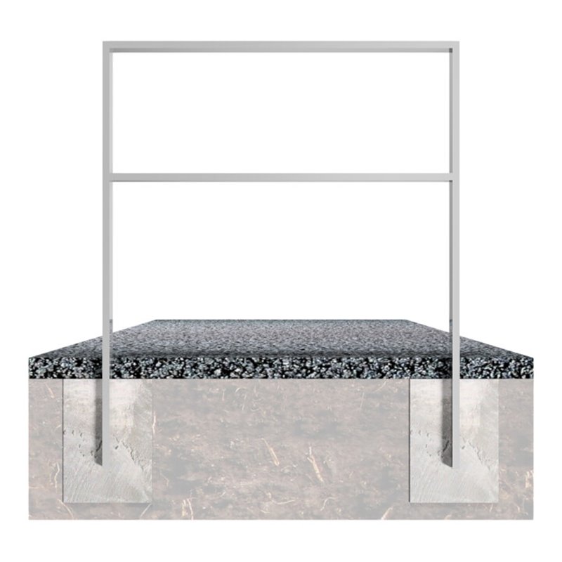 Schake Anlehnbügel aus Vierkantrohr 80x20mm, Breite: 1000mm Gesamthöhe:1200 mm + Querholm feuerverzinkt