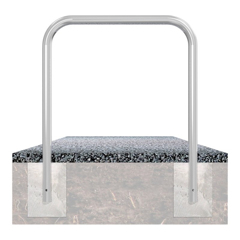 Schake Abweisebügel aus Stahlrohr Ø 60 x 2,5 mm Breite: 500 mm, Höhe: 1400 mm ohne Querholm, zum Einbetonieren