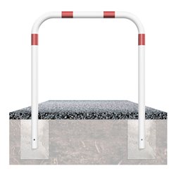 Schake Abweisebügel aus Stahlrohr Ø 60 x 2,5 mm Breite: 700 mm, Höhe: 1200 mm ohne Querholm, beschichtet, zum Einbetonieren