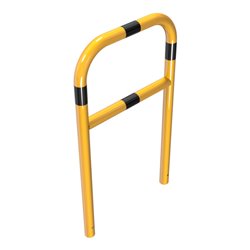 Schake Abweisebügel aus Stahlrohr Ø60mm Breite: 700mm, Höhe: 1200 mm + Querholm, beschichtet, gelb / schwarz