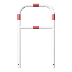 Schake Abweisebügel aus Stahlrohr Ø 60 x 2,5 mm Breite: 700 mm, Höhe: 1200 mm + Querholm, beschichtet, zum Einbetonieren