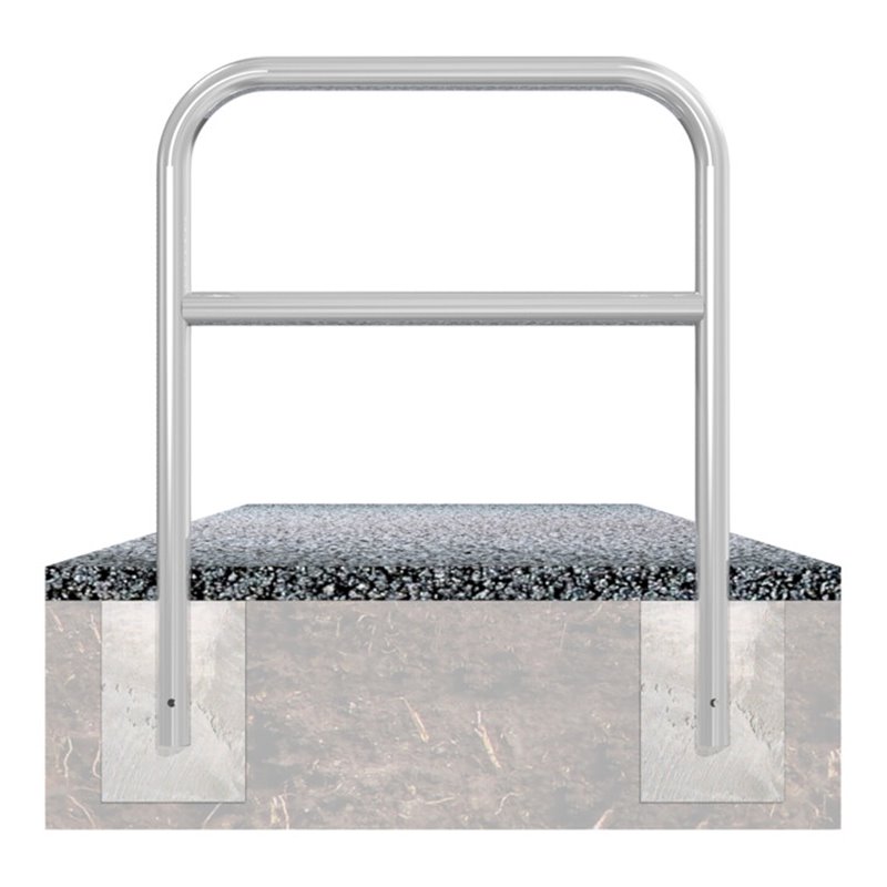 Schake Abweisebügel aus Stahlrohr Ø 60 x 2,5 mm Breite: 1000 mm, Höhe: 1200 mm + Querholm, zum Einbetonieren