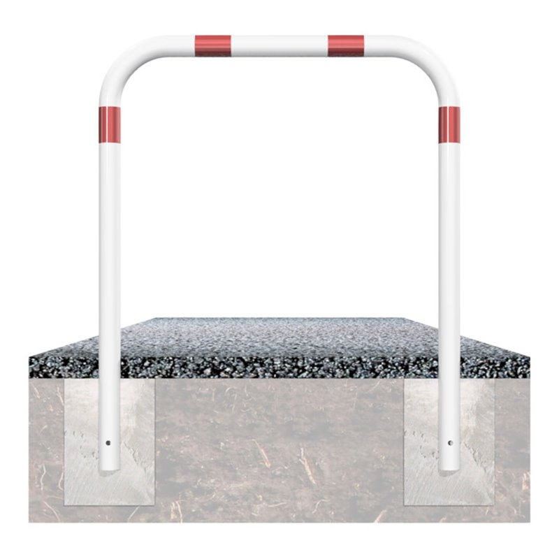 Schake Abweisebügel aus Stahlrohr Ø 60 x 2,5 mm Breite: 1000 mm, Höhe: 1200 mm ohne Querholm, beschichtet, zum Einbetonieren