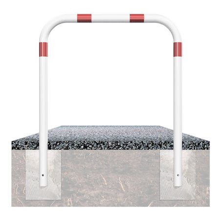 Schake Abweisebügel aus Stahlrohr Ø 60 x 2,5 mm Breite: 1500 mm, Höhe: 1400 mm ohne Querholm, beschichtet, zum Einbetonieren