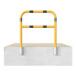 Schake Abweisebügel Ø60mm Breite: 700mm, Höhe: 1200 mm + Querholm, für Wandmontage, beschichtet, gelb / schwarz, inkl. 2 Bodenhü