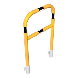 Schake Abweisebügel Ø60mm Breite: 700mm, Höhe: 1200 mm + Querholm, für Wandmontage, beschichtet, gelb / schwarz, inkl. 2 Bodenhü