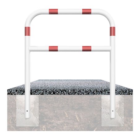 Schake Abweisebügel aus Stahlrohr Ø 60 x 2,5 mm Breite: 1200 mm, Höhe: 1200 mm + Querholm, beschichtet, zum Einbetonieren