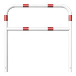 Schake Abweisebügel aus Stahlrohr Ø 60 x 2,5 mm Breite: 1200 mm, Höhe: 1200 mm + Querholm, beschichtet, zum Einbetonieren