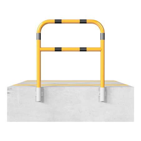 Schake Abweisebügel Ø60mm Breite: 1000mm, Höhe: 1200 mm + Querholm, für Wandmontage, beschichtet, gelb / schwarz, inkl. 2 Bodenh