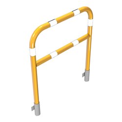 Schake Abweisebügel Ø60mm Breite: 1000mm, Höhe: 1200 mm + Querholm, für Wandmontage, beschichtet, gelb / schwarz, inkl. 2 Bodenh