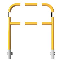 Schake Abweisebügel Ø60mm Breite: 1000mm, Höhe: 1200 mm + Querholm, für Wandmontage, beschichtet, gelb / schwarz, inkl. 2 Bodenh