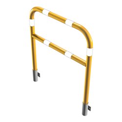 Schake Abweisebügel Ø60mm Breite: 1000mm, Höhe: 1200 mm + Querholm, für Wandmontage, beschichtet, gelb / schwarz, inkl. 2 Bodenh