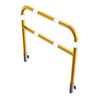 Schake Abweisebügel Ø60mm Breite: 1200mm, Höhe: 1200 mm + Querholm, für Wandmontage, beschichtet, gelb / schwarz, inkl. 2 Bodenh