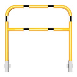 Schake Abweisebügel Ø60mm Breite: 1200mm, Höhe: 1200 mm + Querholm, für Wandmontage, beschichtet, gelb / schwarz, inkl. 2 Bodenh