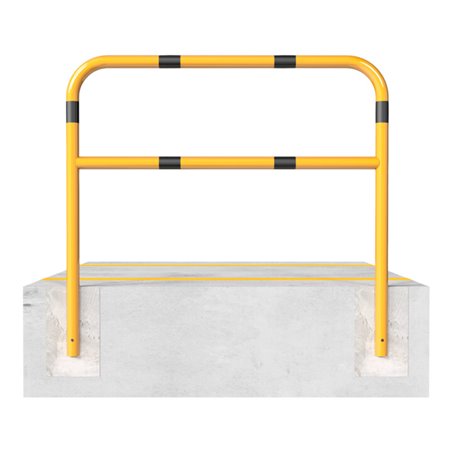 Schake Abweisebügel aus Stahlrohr Ø60mm Breite: 2000mm, Höhe: 1400 mm + Querholm, beschichtet, gelb / schwarz
