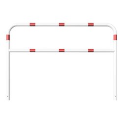 Schake Abweisebügel aus Stahlrohr Ø 60 x 2,5 mm Breite: 2000 mm, Höhe: 1400 mm + Querholm, beschichtet, zum Einbetonieren