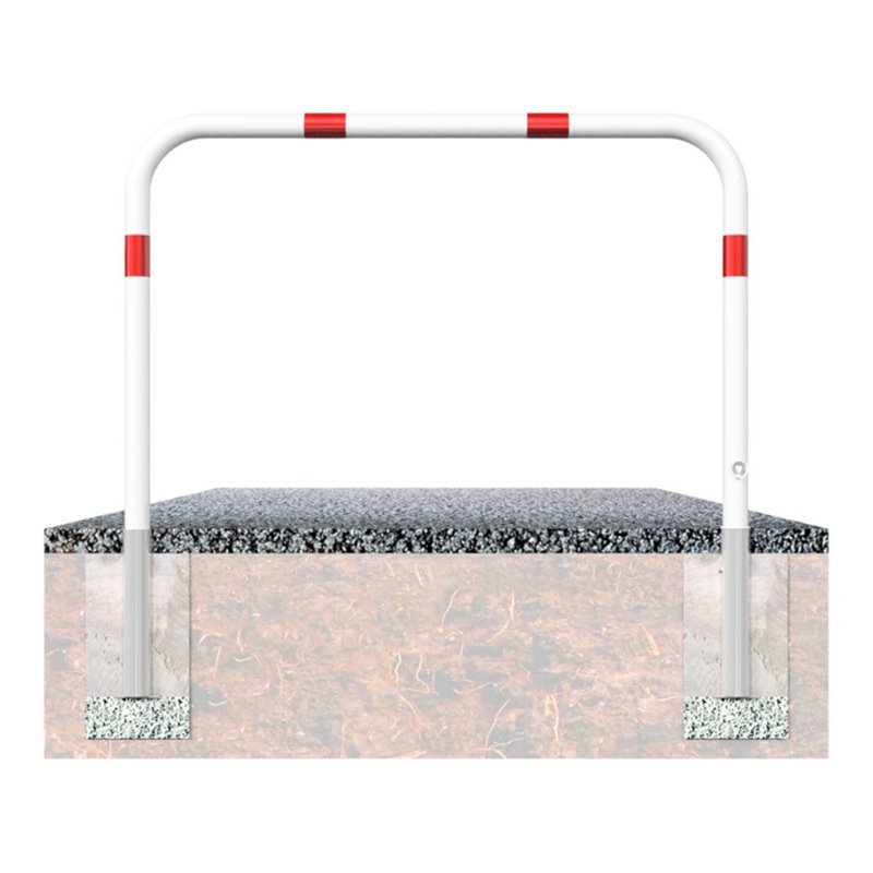 Schake Abweisebügel Ø 60mm, Breite 1500 mm, Höhe Überflur 1000 mm, ohne Querholm, herausnehmbar + Dreikantverschluß incl. Bodenh