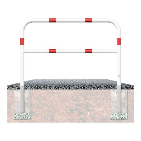 Schake Abweisebügel Ø 60mm, Breite 1500 mm, Höhe Überflur 1000 mm, herausnehmbar + Dreikantverschluß + Querholm + Bodenhülsen, b