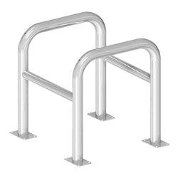 Schake Säulenschutz bestehend aus 2 Steckbaren Rohrbügeln Ø60mm + angeschweißte Stutzen Ø48mm zum ineinanderstecken, Breite: 800