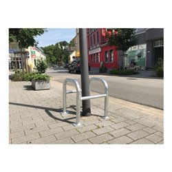 Schake Säulenschutz bestehend aus 2 Steckbaren Rohrbügeln Ø60mm + angeschweißte Stutzen Ø48mm zum ineinanderstecken, Breite: 800