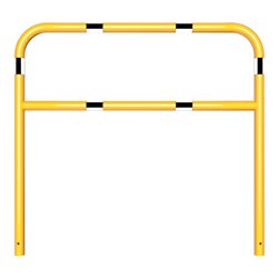 Schake Abweisebügel aus Stahlrohr Ø60mm Breite: 1500mm, Höhe: 1400 mm + Querholm, beschichtet, gelb / schwarz