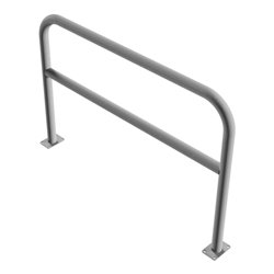 Schake Abweisebügel aus Stahlrohr Ø 60 x 2,5 mm Breite: 1500 mm, Höhe: 1000 mm + Querholm, zum Aufdübeln