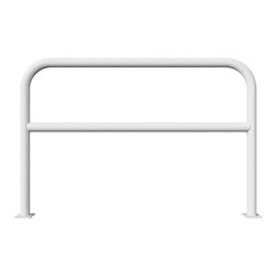 Schake Abweisebügel aus Stahlrohr Ø 60 x 2,5 mm Breite: 1500 mm, Höhe: 1000 mm + Querholm, zum Aufdübeln