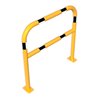 Schake Abweisebügel aus Stahlrohr Ø60mm Breite: 1000mm, Höhe: 1000 mm + Querholm + Bodenplatten zum Aufdübeln, gelb / schwarz