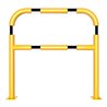 Schake Abweisebügel aus Stahlrohr Ø60mm Breite: 1000mm, Höhe: 1000 mm + Querholm + Bodenplatten zum Aufdübeln, gelb / schwarz