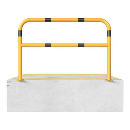 Schake Abweisebügel aus Stahlrohr Ø60mm Breite: 2000mm, Höhe: 1000 mm + Querholm + Bodenplatten zum Aufdübeln, gelb / schwarz