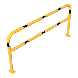 Schake Abweisebügel aus Stahlrohr Ø60mm Breite: 2000mm, Höhe: 1000 mm + Querholm + Bodenplatten zum Aufdübeln, gelb / schwarz