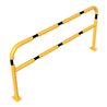 Schake Abweisebügel aus Stahlrohr Ø60mm Breite: 2000mm, Höhe: 1000 mm + Querholm + Bodenplatten zum Aufdübeln, gelb / schwarz