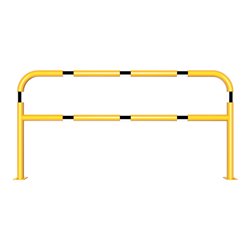 Schake Abweisebügel aus Stahlrohr Ø60mm Breite: 2000mm, Höhe: 1000 mm + Querholm + Bodenplatten zum Aufdübeln, gelb / schwarz