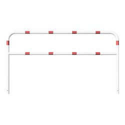 Schake Abweisebügel aus Stahlrohr Ø 60 x 2,5 mm Breite: 2500 mm, Höhe: 1400 mm + Querholm, beschichtet, zum Einbetonieren