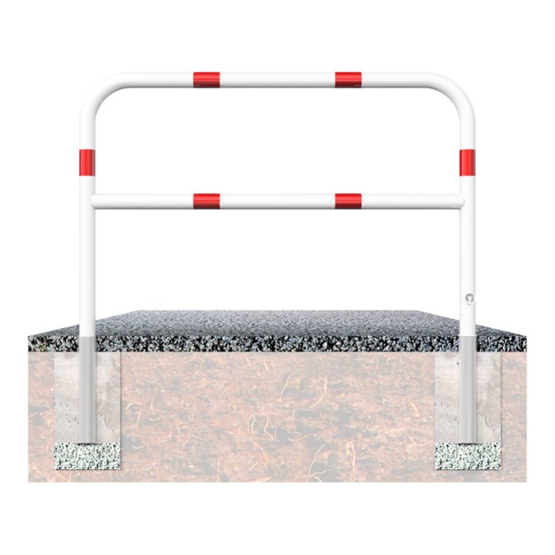 Schake Abweisebügel Ø 60mm, Breite 2000 mm, Höhe Überflur 1000 mm, herausnehmbar + Dreikantverschluß + Querholm + Bodenhülsen, b